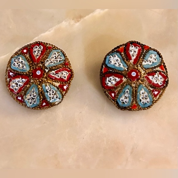 Vintage Micromosaic Clip on Earrings - Picture 8 of 14